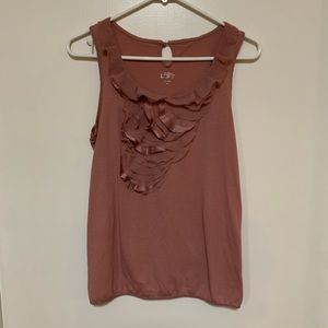Ann Taylor Loft Ruffled Blouse Blush Pink Medium